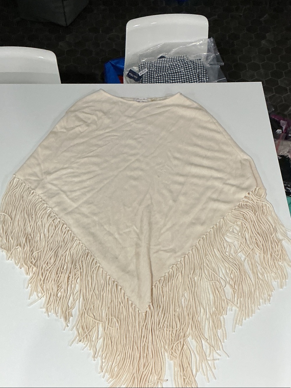 Minnie Rose Cream Fringe Poncho